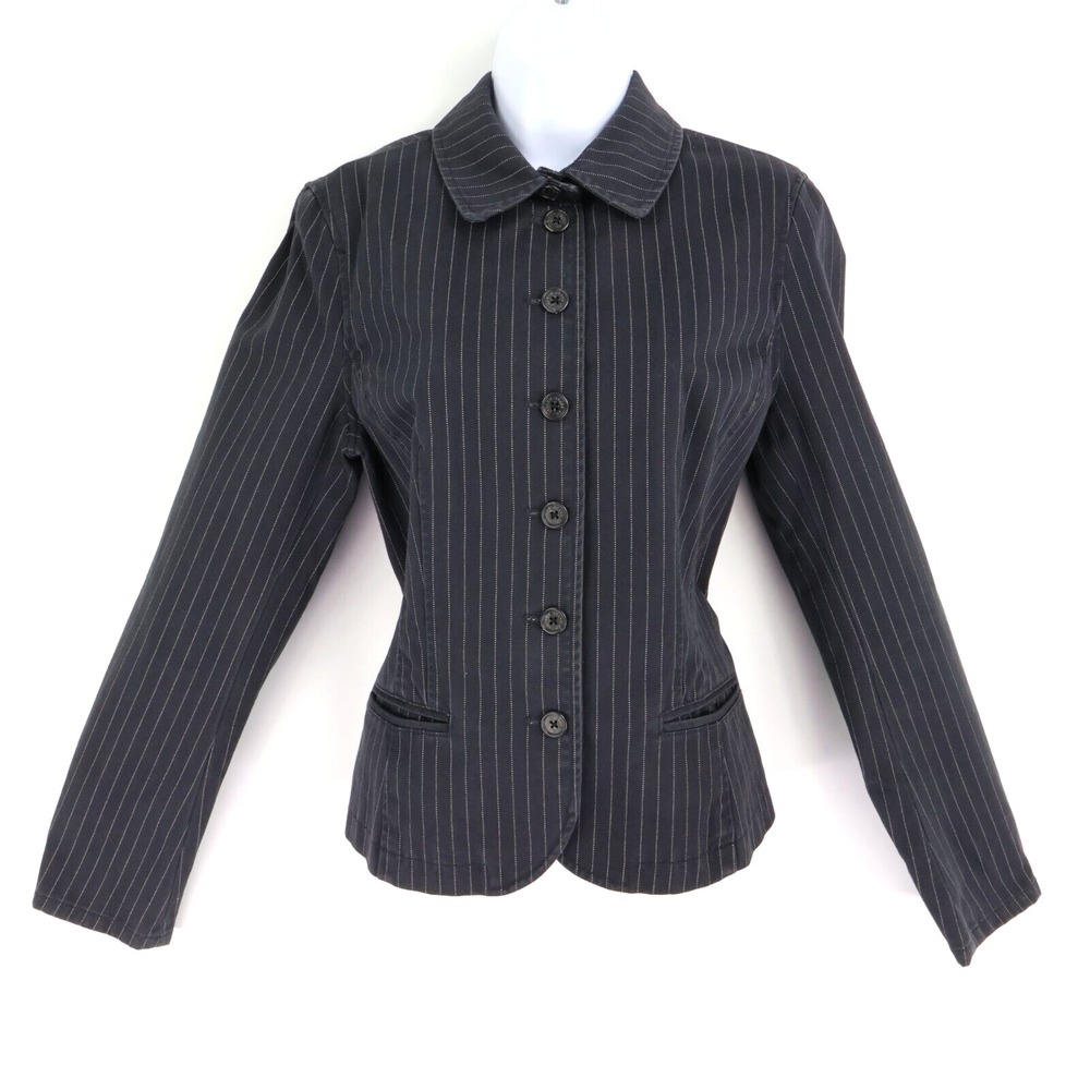 Lauren Ralph Lauren Blazer Jacket Lined Womens Size 8‎ Black Striped 100% Cotton